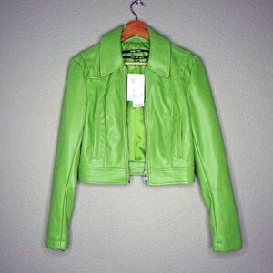 UA Urban Outfitters Silence + Noise Green Faux Leather Jacket Size XS NEW
